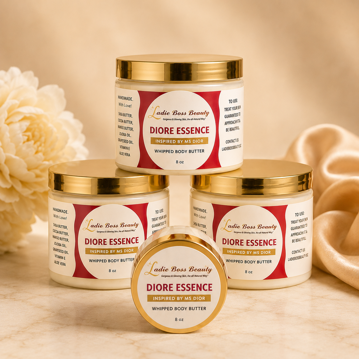 Diore Essence Whipped Body Butter – Floral Rose, Jasmine & Amber Glow