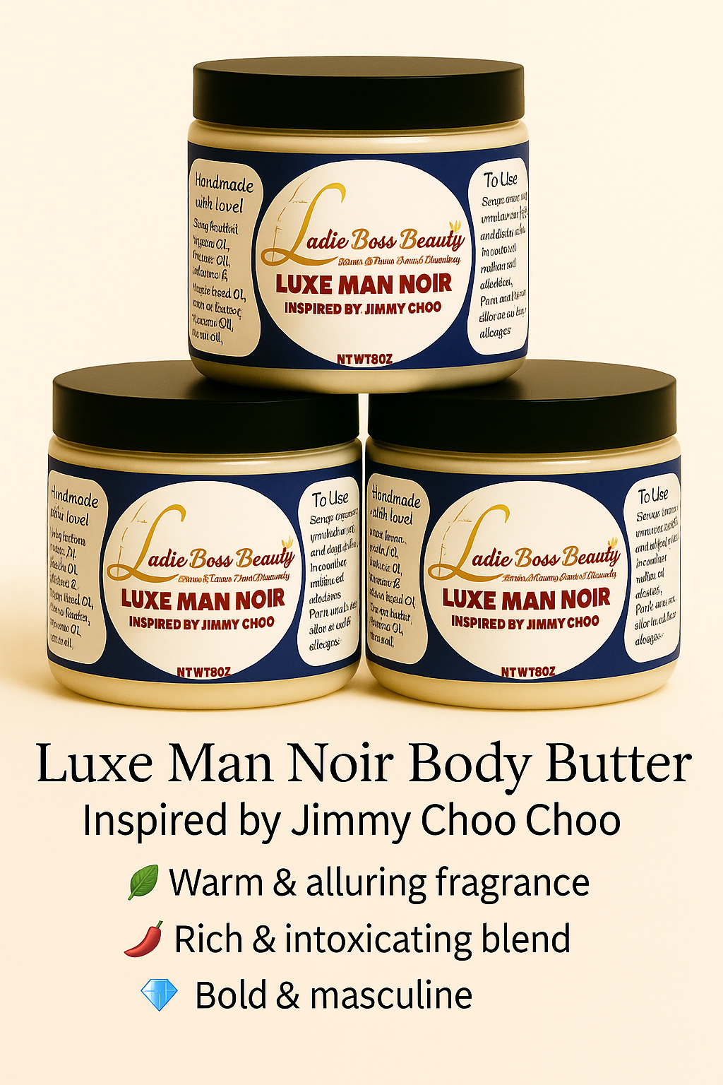 🖤 Luxe Man Noir Whipped Body Butter – Inspired by Jimmy Choo Man