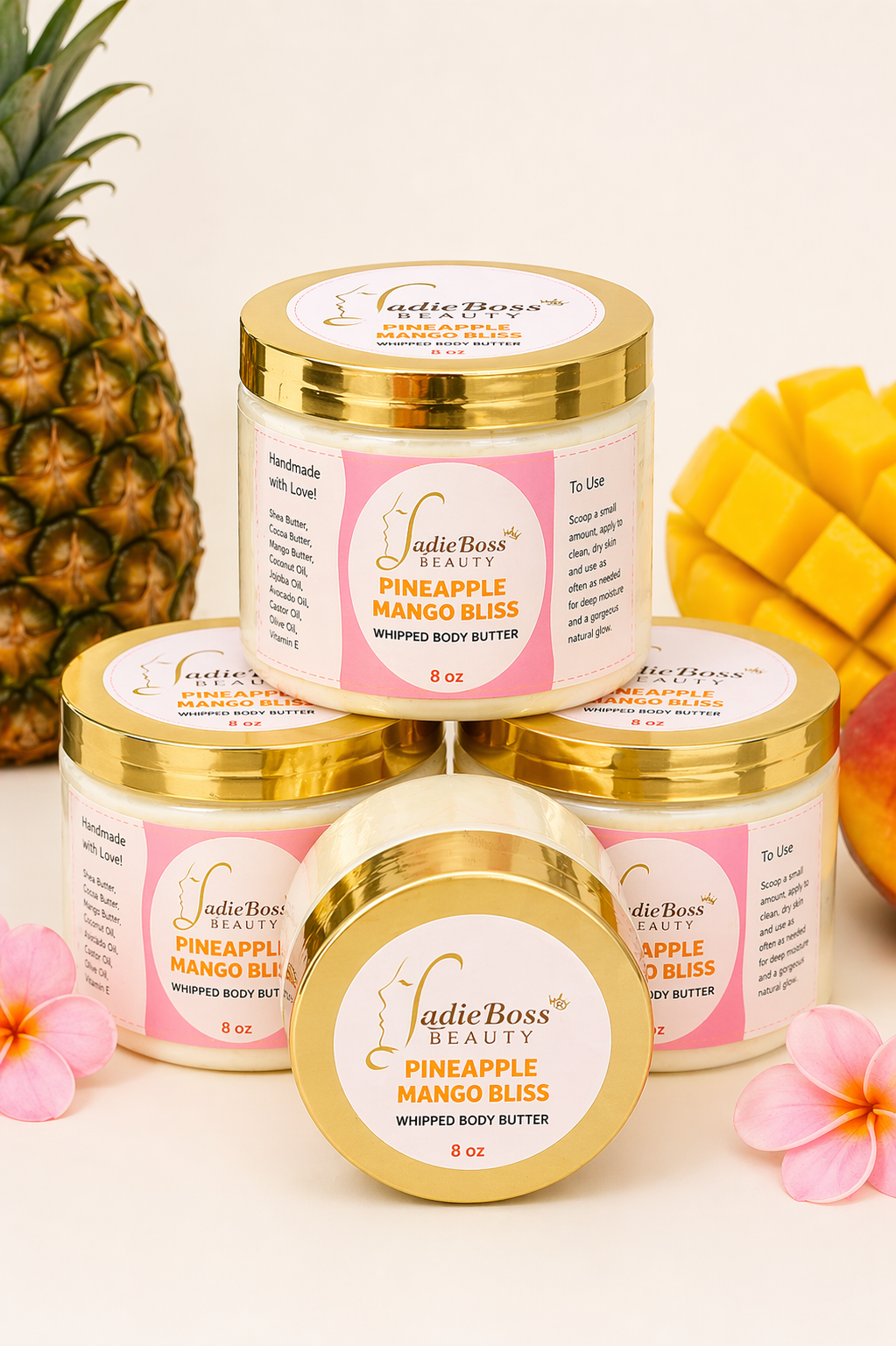 Pineapple Mango Bliss Whipped Body Butter – Tropical Fruit Glow Moisturizer